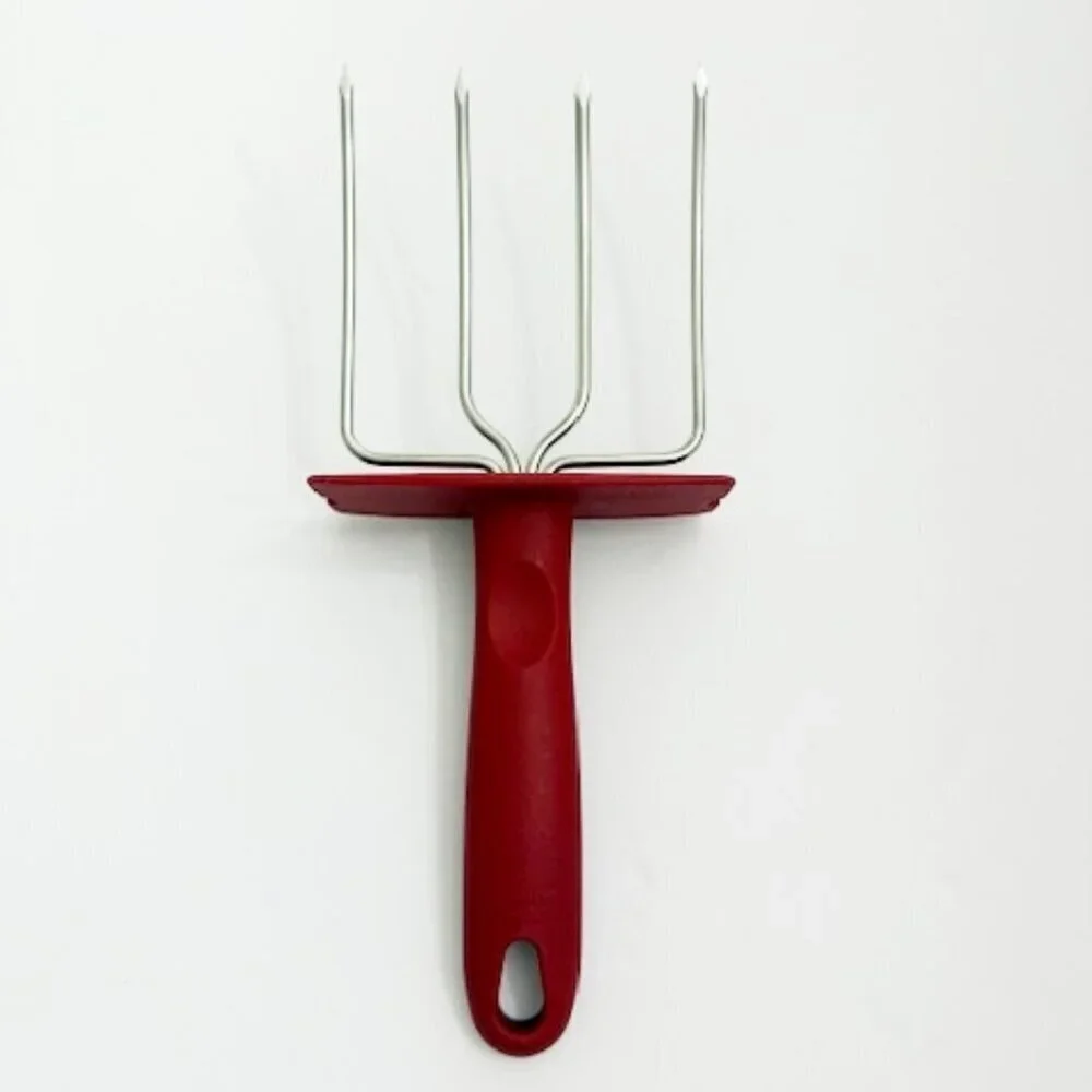 Set of 2 Kuhn Rikon Meat Fork & Scoop Red Swiss Kitchen Tool Stainless Steel